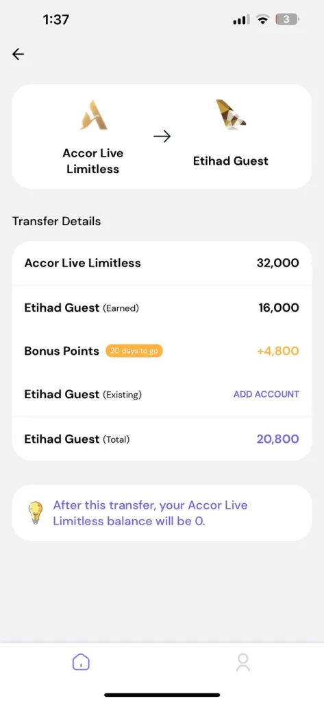 Etihad Transfer Bonus Offer