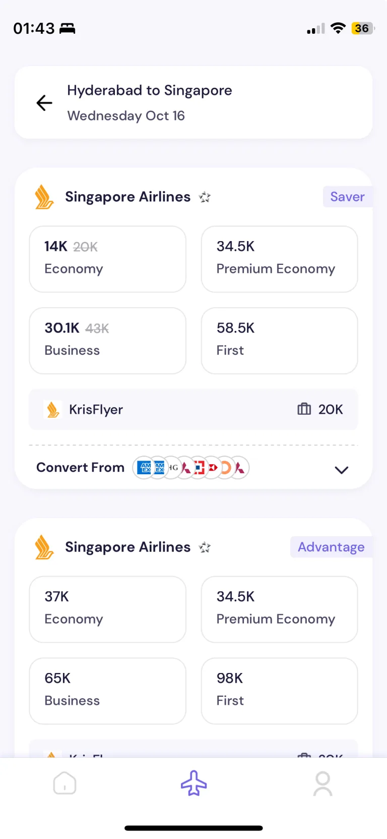 KrisFlyer Flight Search