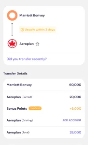 Marriot to Aeroplan Transfer Bonus