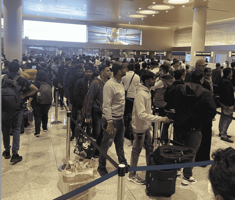 Queue for Immigration at Mumbai