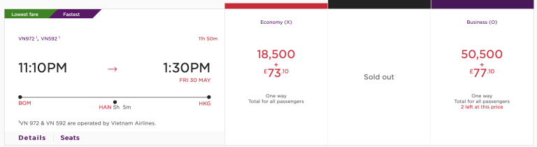 Mumbai to Hong Kong