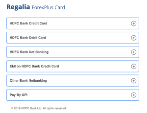 HDFC Forex Card Payment Method