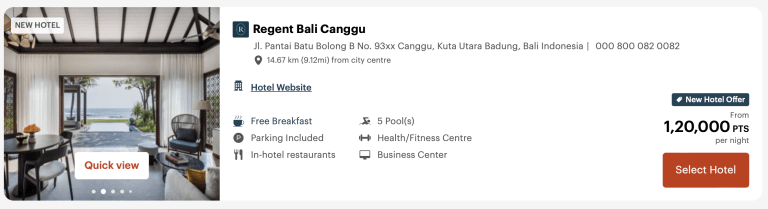 Regent Bali Points